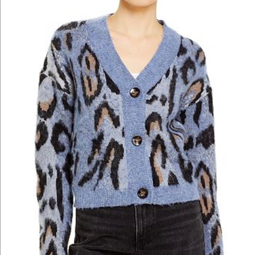 Aqua leopard print cardigan